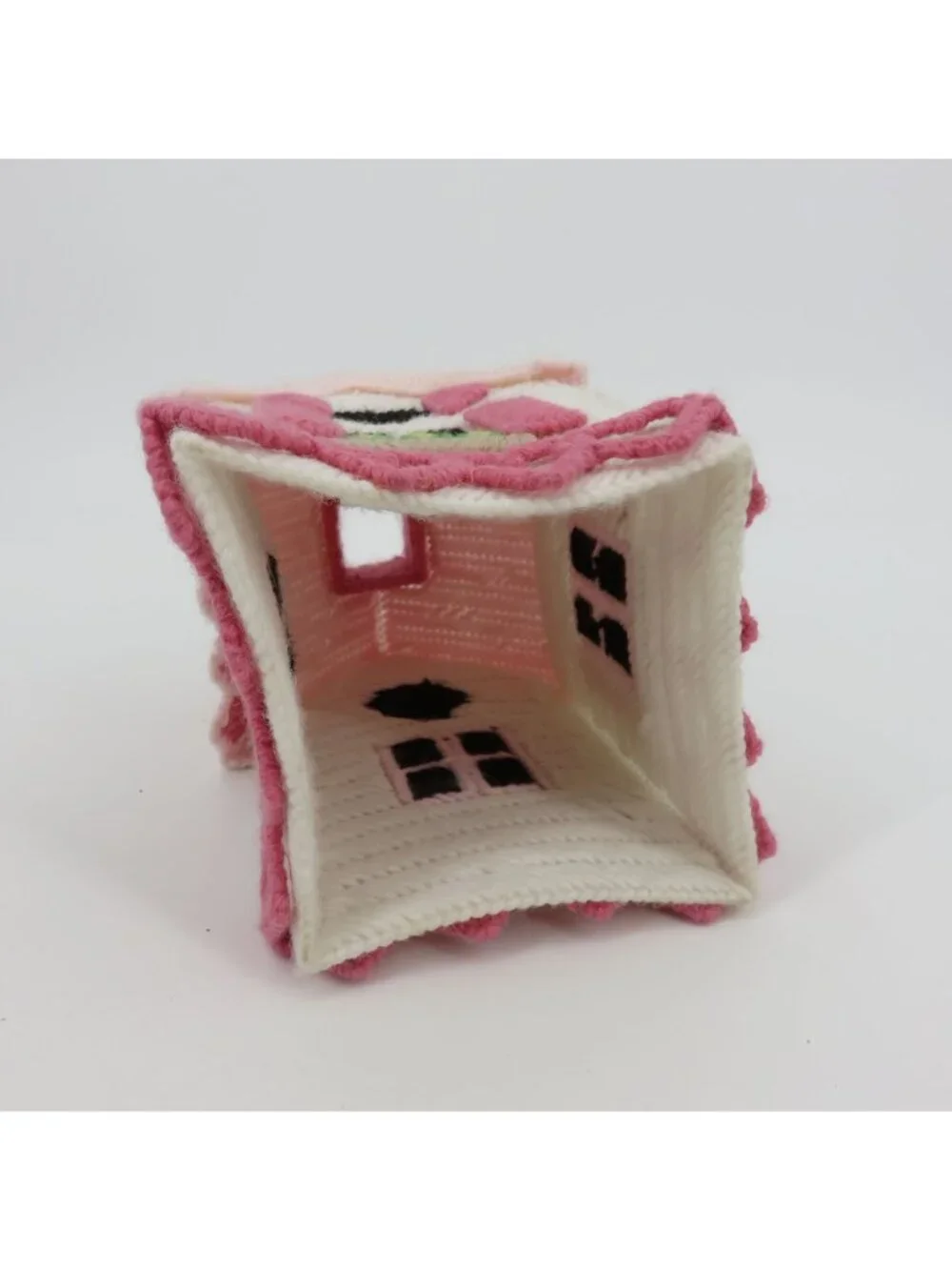 Handmade Pink Hearts Granny Cottage Tissue Box Cover Bathroom Decor Grandma Chic